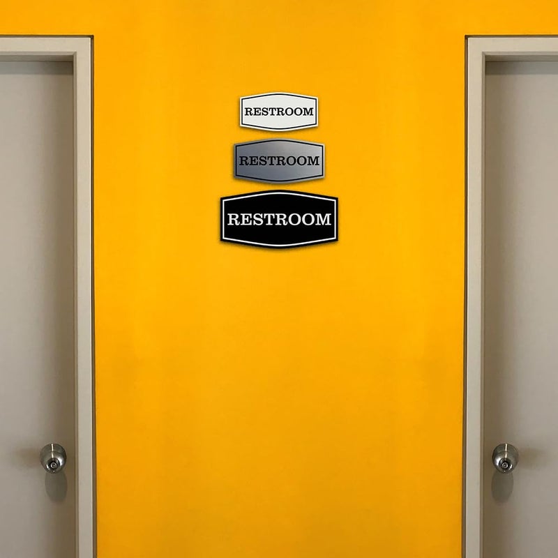 All Quality Fancy Restroom Sign - Business Bathroom Signage - Easy to Install (Black) - Small 1 Pack - Image 2