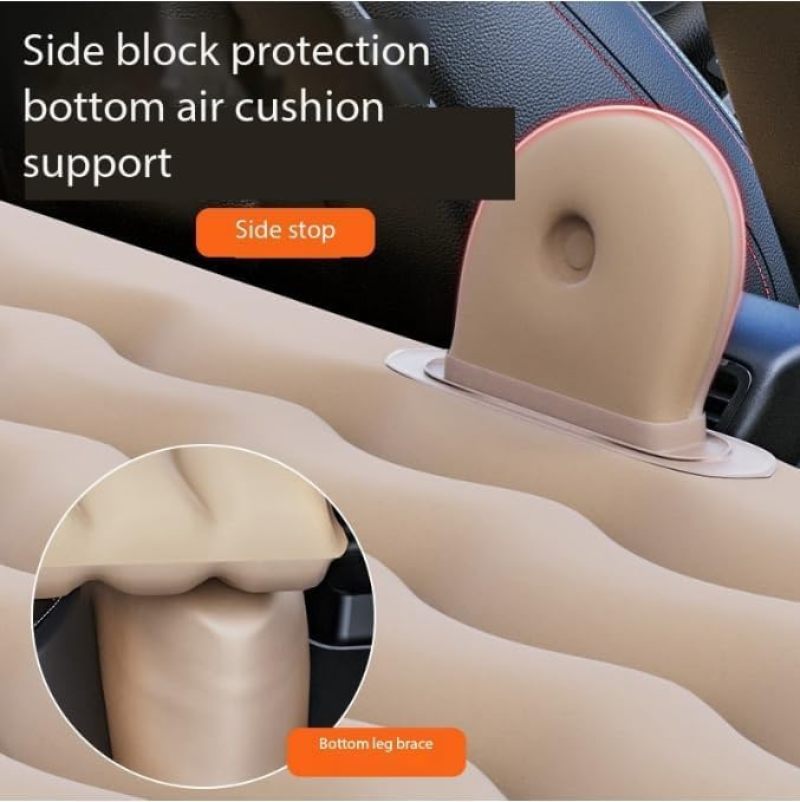 Pickup Truck Air Mattress: Black Double-Sided Flocked - Secure Head Protection & Elevated Side Barriers Inflatable Car Mattress for GMC Sierra Back Seat Camping Road Trips - Image 2