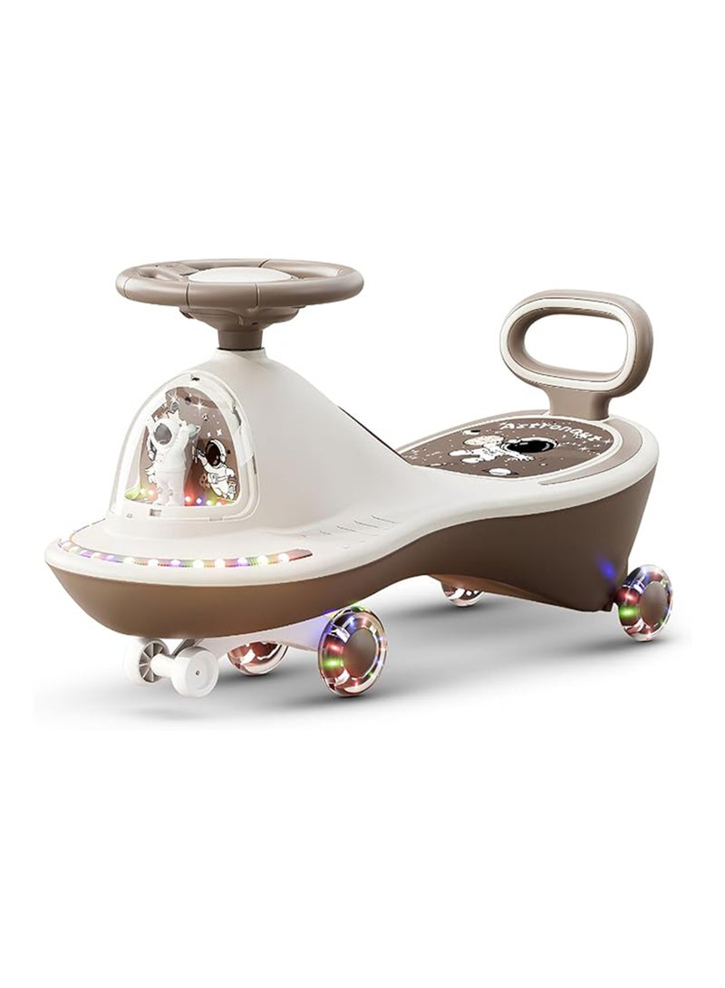 ال بي سيارة أرجوحة للأطفال بطابع فضائي مع عجلات مضيئة وموسيقى - توجيه بزاوية 360 درجة ومسند ظهر وركوب سلس - Image 1