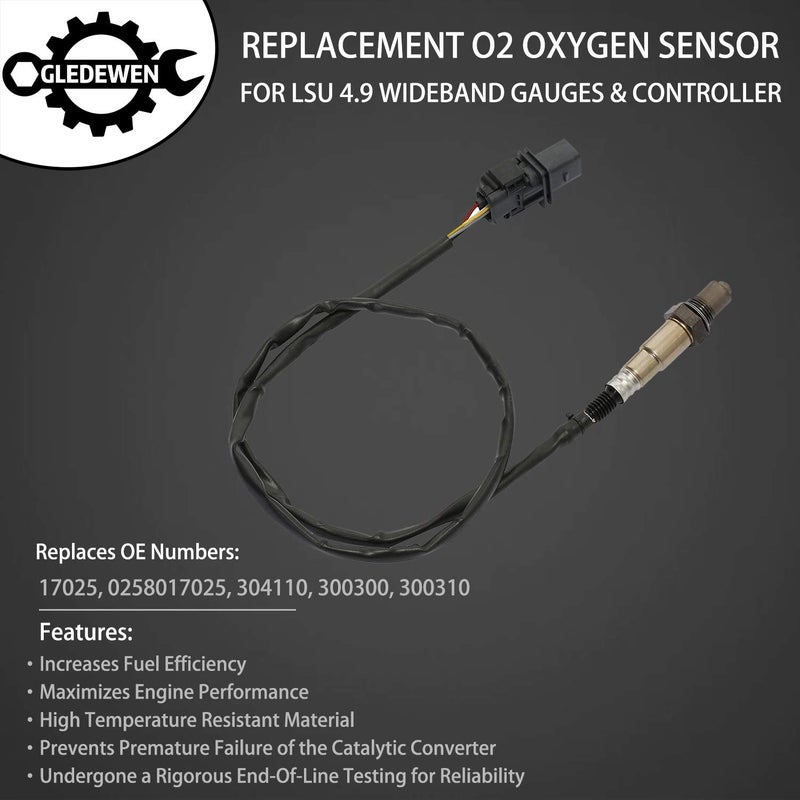 Gledewen مستشعر الأكسجين LSU 4.9 Lambda WideBand | لـ AEM 30-4110 30-0300 30-0310 - وحدة التحكم X Series AFR Inline - مقياس UEGO A/F Ratio Wideband 02 | استبدال# 17025، 0258017025 - Image 4