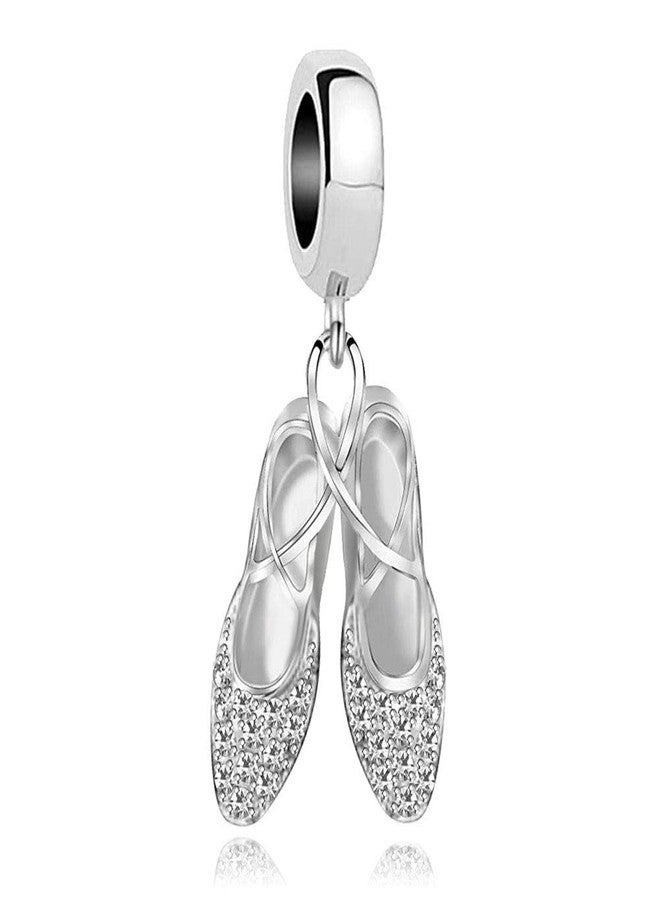 QueenCharms Ballet Shoes Pendant Charm Bead For Bracelet