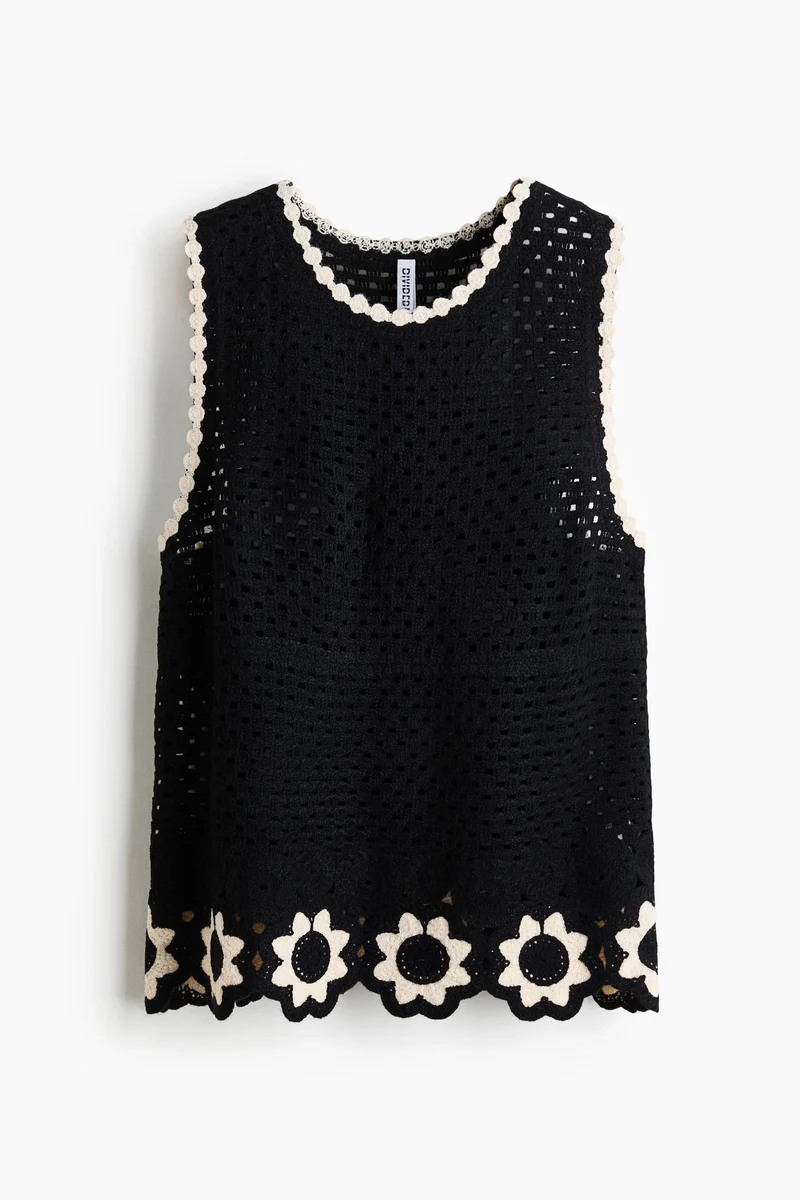 H&M Crochet-look hole-knit top
