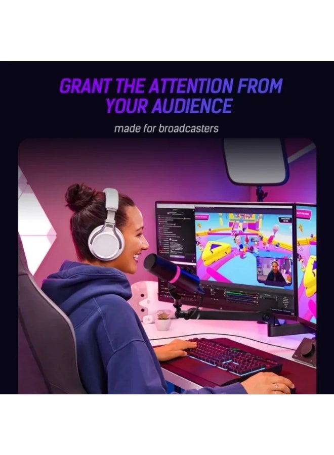 ميكروفون الألعاب الديناميكي الاحترافي ZFSZ NV7 RGB - ميكروفون استوديو مزدوج XLR وUSB-C مع حامل معدني - Image 3