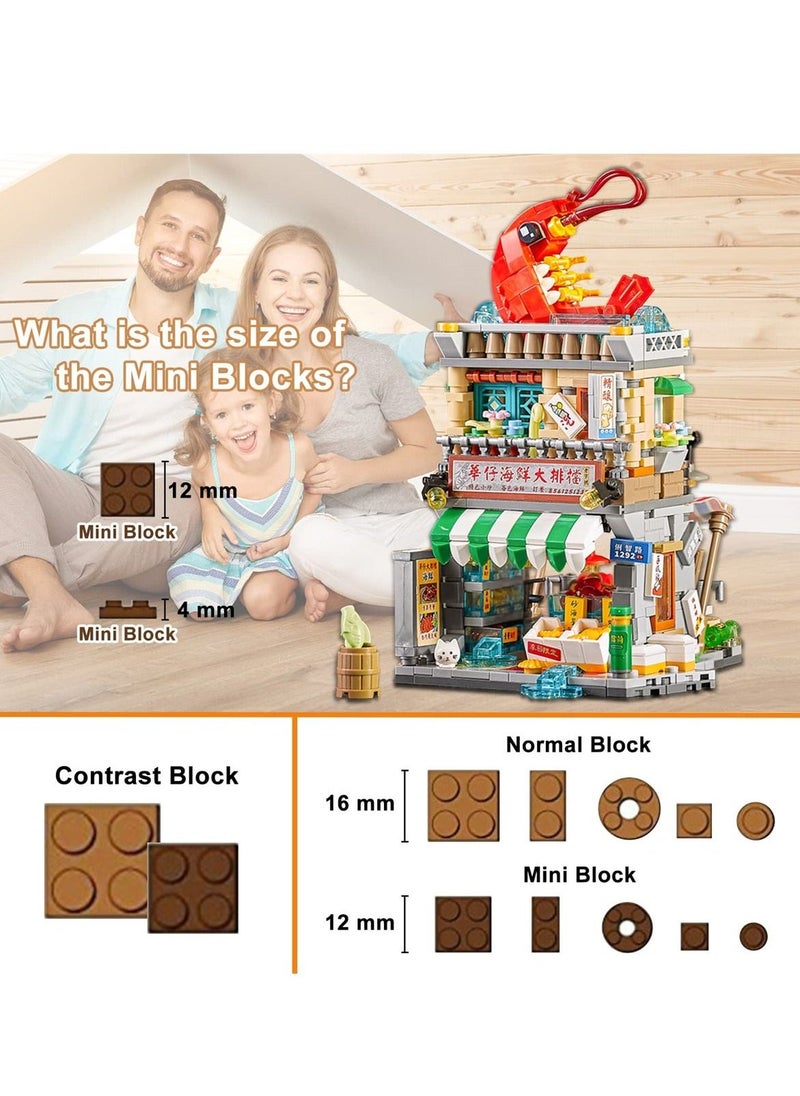 Building Blocks House Toy, China Street View Seafood Shop Architecture Mini Building Toys Model Gift for 6 to 12 Years Old Kid Girls and Boys  - Image 2