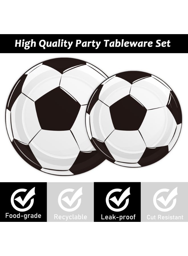 Bukela 60pcs Soccer Birthday Party Plates Napkins Set Football  Party Supplies Tableware Paper Dinnerware Decoration for Birthday Party Baby Shower for Soccer Fans (Including 7" Plate, Fork, Spoon, Paper Cup Napkin) - Image 4