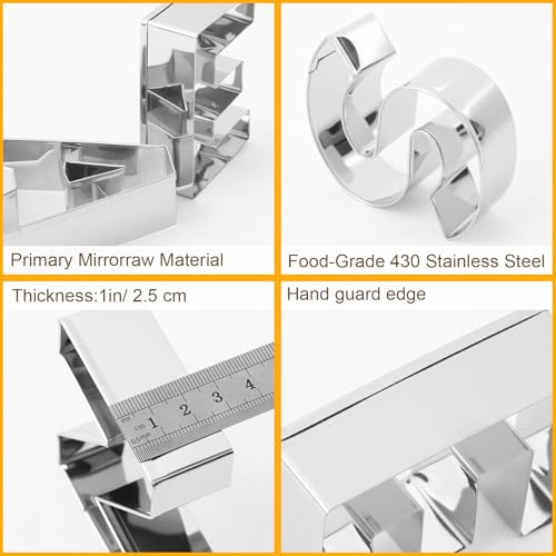 Zade Letter Cookie Cutters Shapes Large 3 Inch - 26 Pcs Stainless Steel Alphabet Letter Cookie Cutter Set Fondant Biscuit Fruit Dough Mold Tools for Sandwich, Birthday, Christmas, and Holiday Party - Image 3