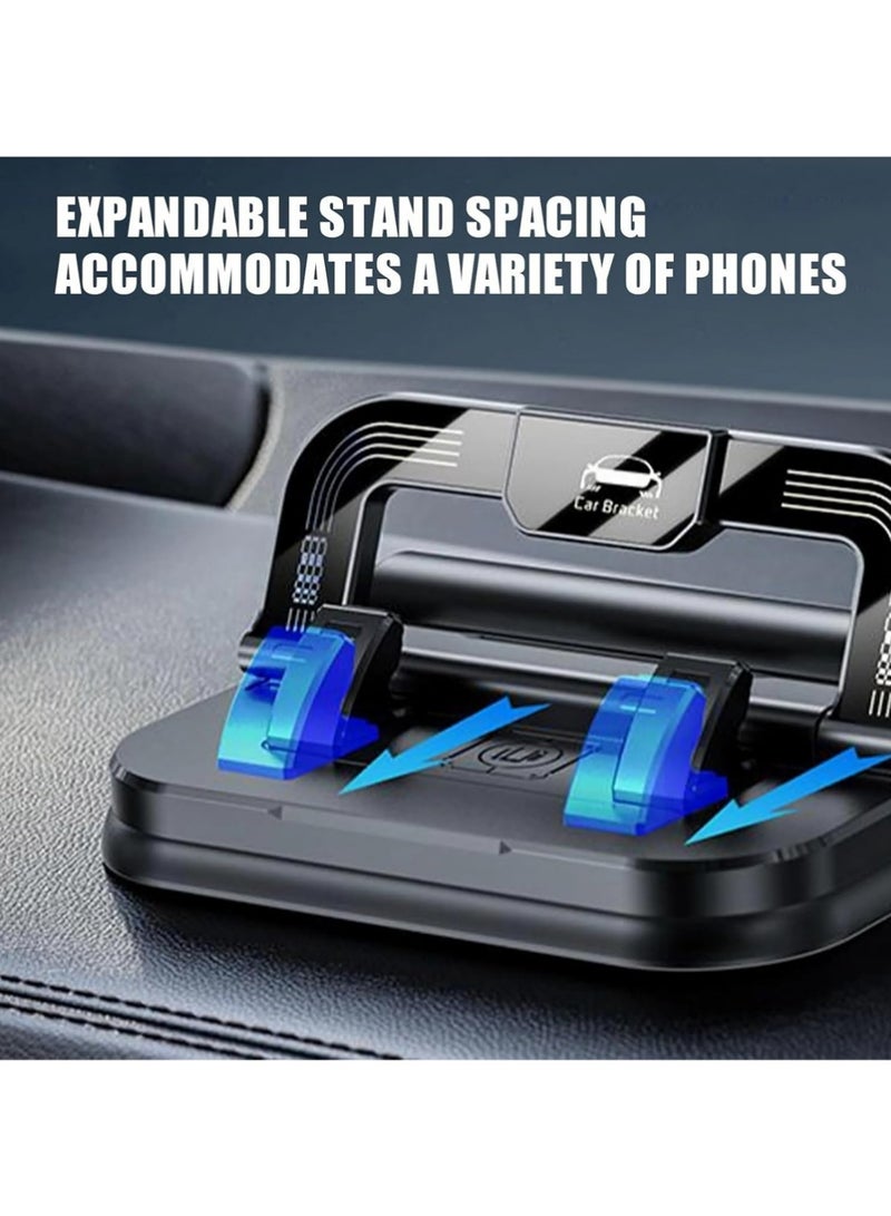 PULUZ Car Phone Holder with Strong Suction Cup, 360° Rotation 2-in-1 Adjustable Viewing Angles Dashboard Mount with Hidden Emergency Contact Number Plate, Anti-Slip Holder for All Phones - Image 4