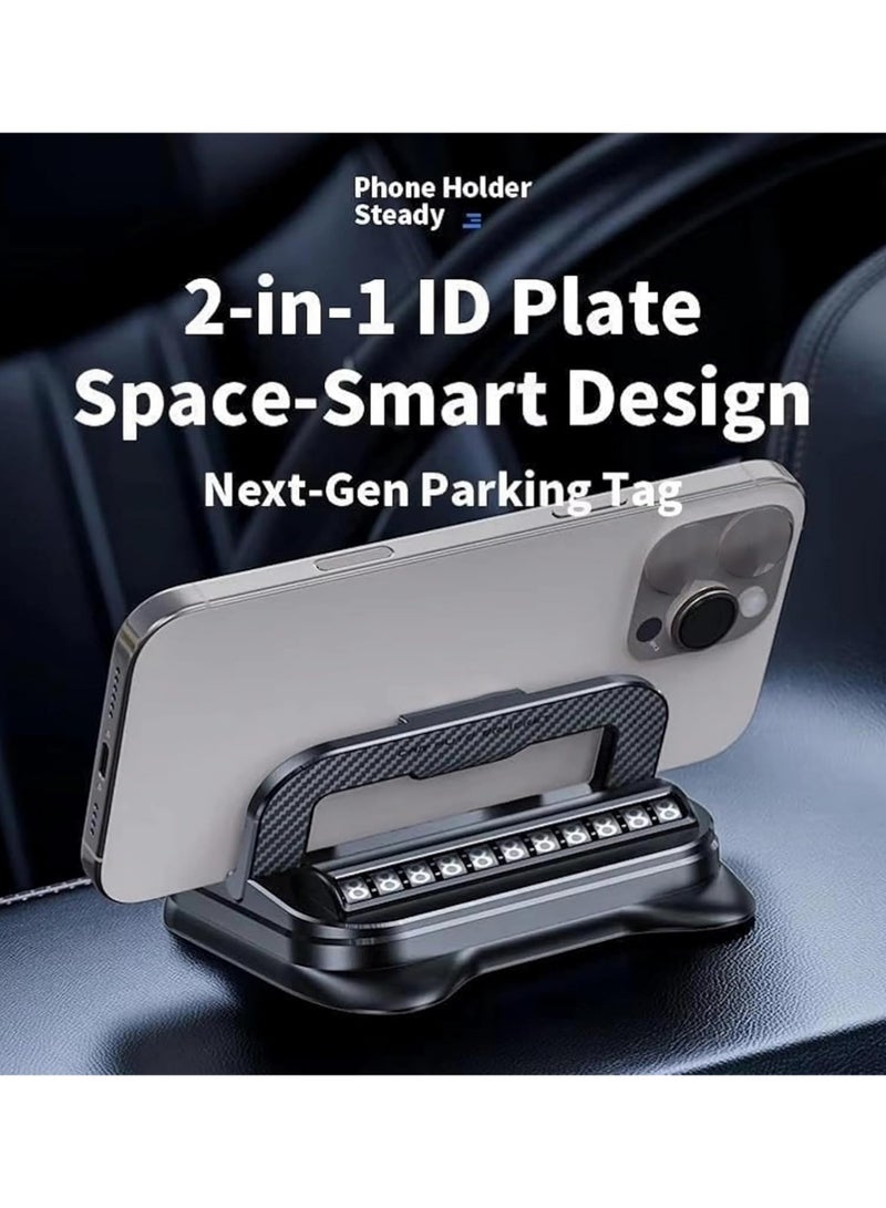 PULUZ Car Phone Holder with Strong Suction Cup, 360° Rotation 2-in-1 Adjustable Viewing Angles Dashboard Mount with Hidden Emergency Contact Number Plate, Anti-Slip Holder for All Phones - Image 2