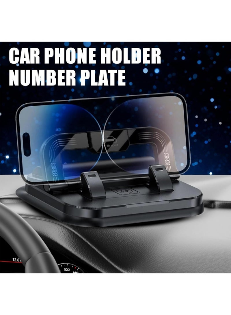 PULUZ Car Phone Holder with Strong Suction Cup, 360° Rotation 2-in-1 Adjustable Viewing Angles Dashboard Mount with Hidden Emergency Contact Number Plate, Anti-Slip Holder for All Phones - Image 3