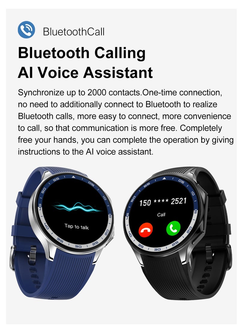 RollsTimi  Men's Smart Watches Men's Smart Watches, 1.43-Inch AMOLED High-Definition Screen, Support Bluetooth Calls, Activity Tracking, Heart Rate Monitoring, Sports and Fitness Watches, DT Watch X Black Strap Models. - Image 4