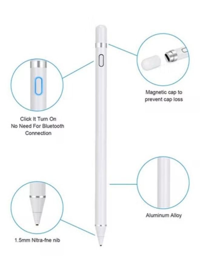 أكاليكس قلم ستايلس رقمي نشط لأبل آي باد 2018 أبيض - Image 3