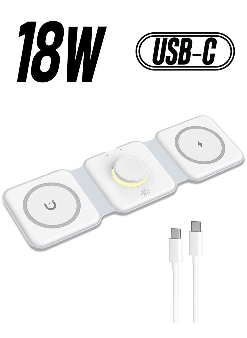 Generic - 3 in 1 Wireless Charger, Foldable Magnetic Charger Station, 18W Fast Wireless Charging Pad, Compatible with iPhone 14/13/12/11, Samsung Galaxy, AirPods, Google Pixel - Image 1