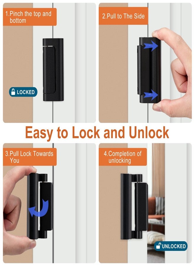 Husfunov Home Security Door Lock Home Security Door Lock 2PCS Black - Image 5