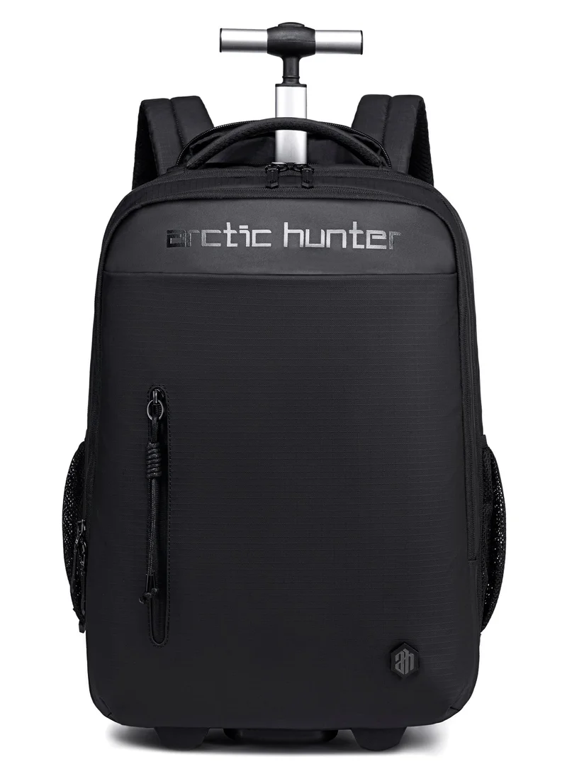 ARCTIC HUNTER Durable Professional Rolling Backpack Light Weight Water Resistant 19 Inch Backpack Trolley with 360 Degree Opening for Office Travel Business School, LG000657-1, Black