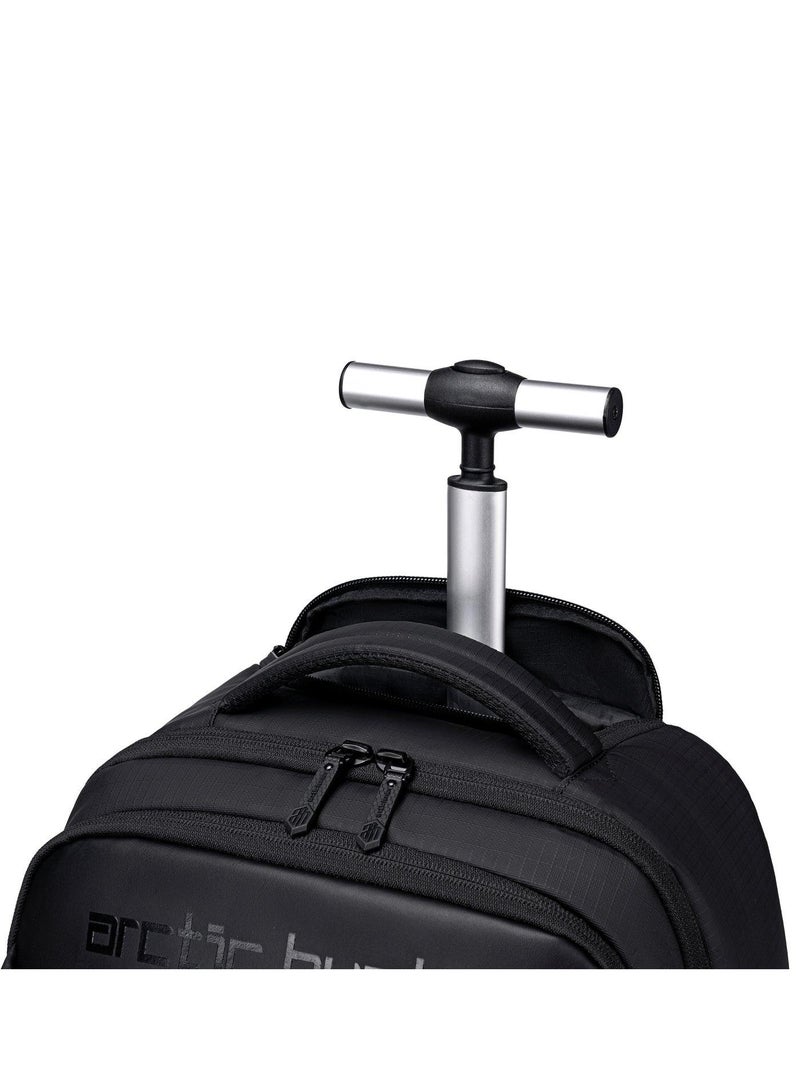 ARCTIC HUNTER durable professional rolling backpack light weight water resistant 19 inch backpack trolley with 360 degree opening for office travel business school, lg000657-1, black - Image 4