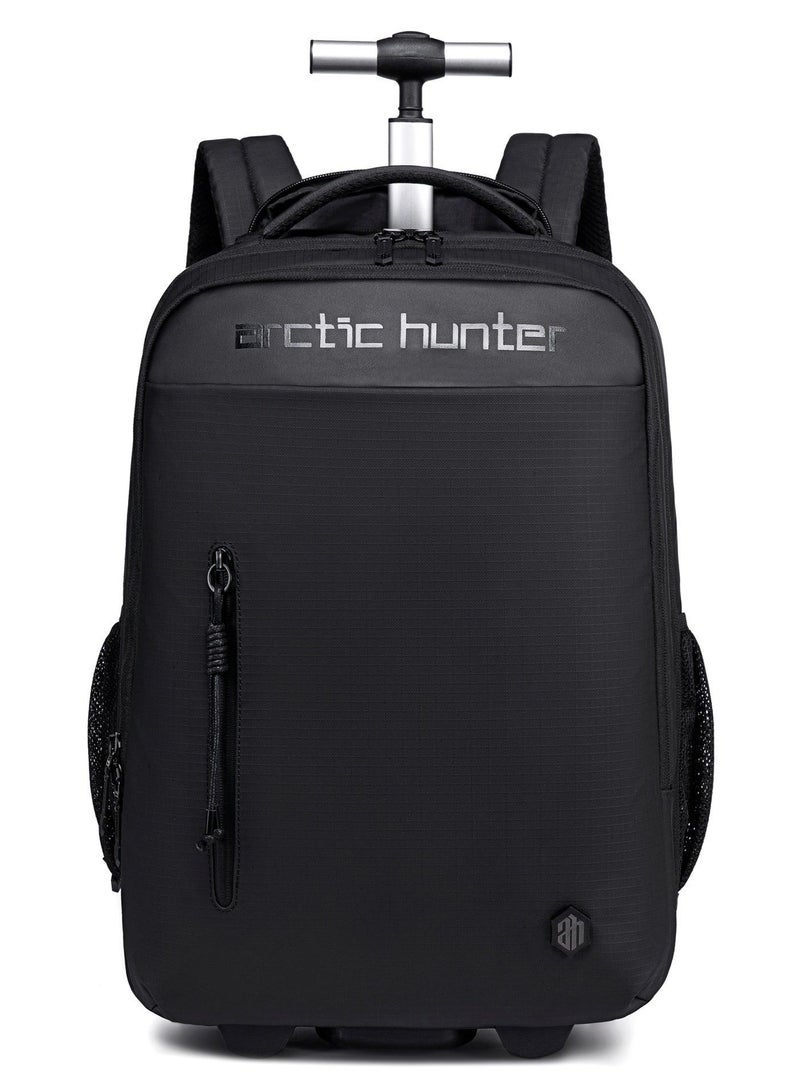 ARCTIC HUNTER durable professional rolling backpack light weight water resistant 19 inch backpack trolley with 360 degree opening for office travel business school, lg000657-1, black - Image 1