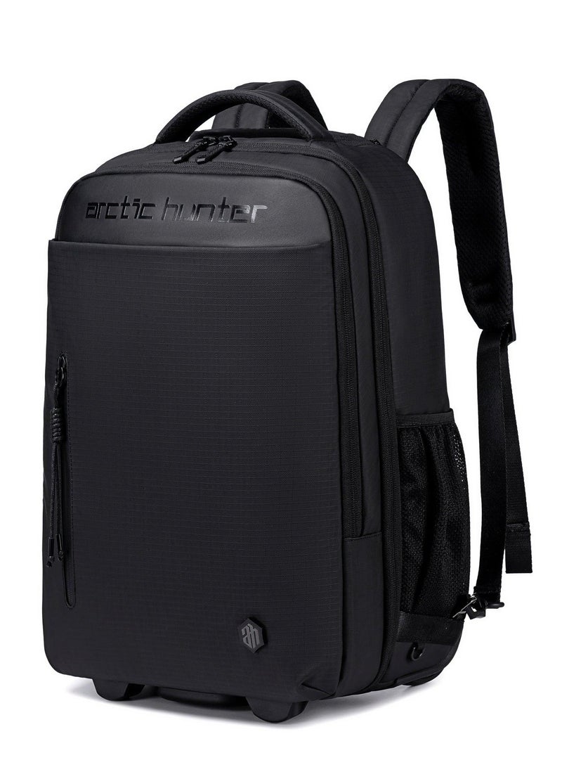 ARCTIC HUNTER durable professional rolling backpack light weight water resistant 19 inch backpack trolley with 360 degree opening for office travel business school, lg000657-1, black - Image 3