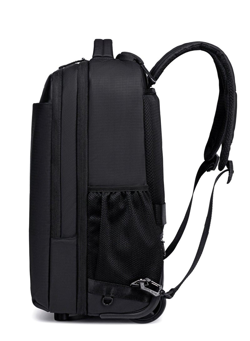 ARCTIC HUNTER durable professional rolling backpack light weight water resistant 19 inch backpack trolley with 360 degree opening for office travel business school, lg000657-1, black - Image 5