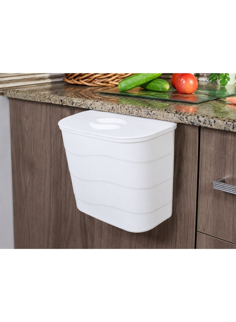 RokShop Hanging Bucket With Lid, Plastic Kitchen Basket Cabinet Door Classification, under Kitchen Sink Trash Bin Organizer-White - Image 1