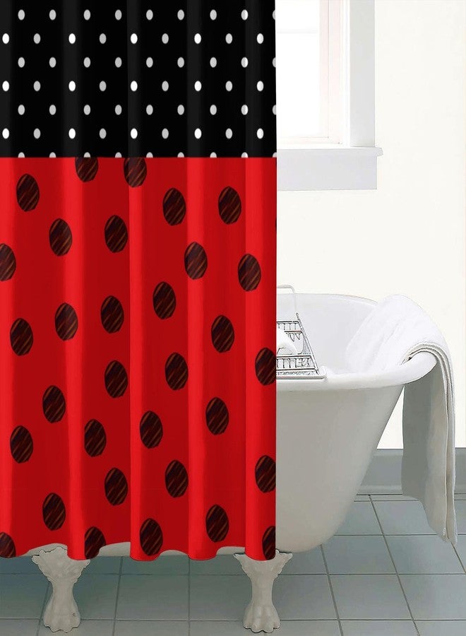 72x72 Inch Shower Curtain Home Decor Polka Dot Bath Curtain Sets Gift for Bathroom Accessories Great for Showers Bathtubs (red Black bg Black White dot) - Image 3