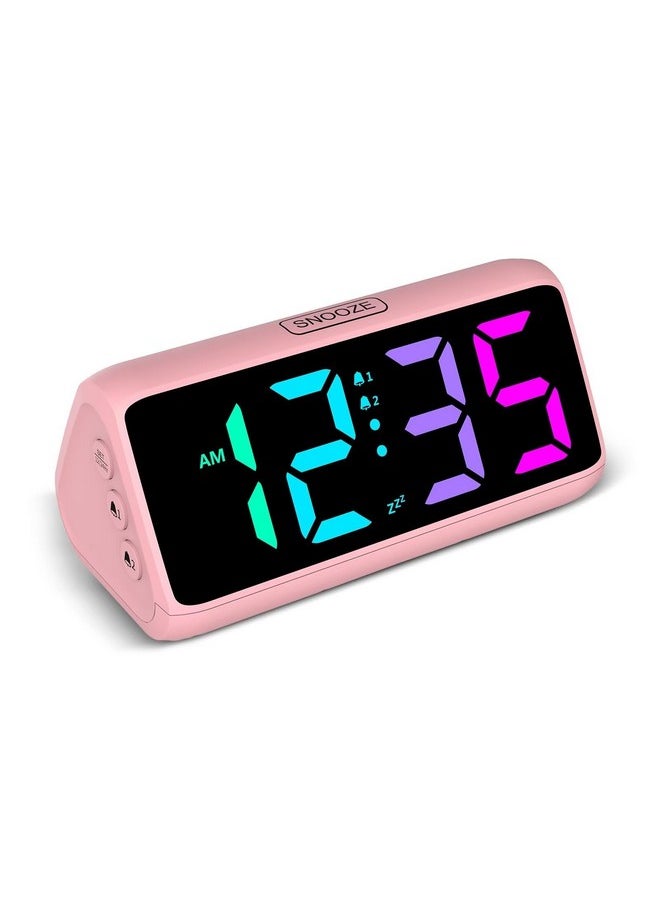 Netzu Loud Alarm Clock For Heavy Sleepers, Rgb Alarm Clocks For Bedrooms Seniors Kids, Plug In Digital Clock With 5 Dimmers, 2 Alarms, 4 Volumes And Snooze  - Image 1