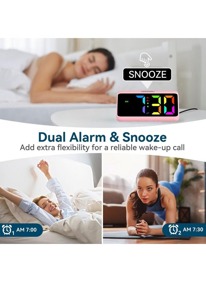 Netzu Loud Alarm Clock For Heavy Sleepers, Rgb Alarm Clocks For Bedrooms Seniors Kids, Plug In Digital Clock With 5 Dimmers, 2 Alarms, 4 Volumes And Snooze  - Image 4