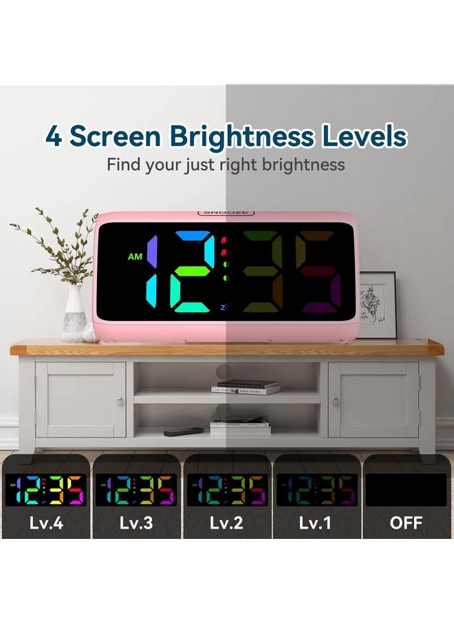 Netzu Loud Alarm Clock For Heavy Sleepers, Rgb Alarm Clocks For Bedrooms Seniors Kids, Plug In Digital Clock With 5 Dimmers, 2 Alarms, 4 Volumes And Snooze  - Image 5