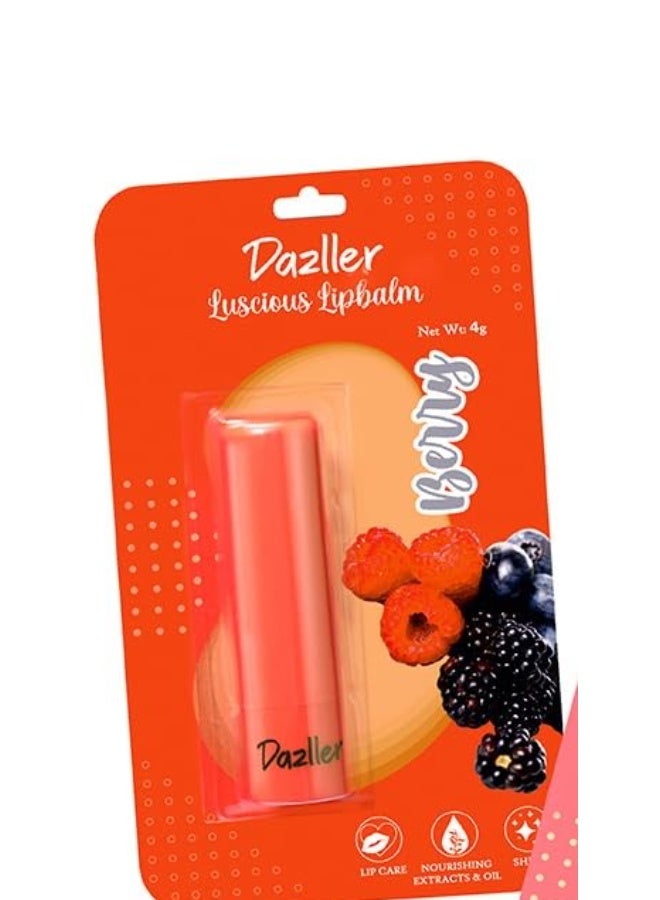 Dazller Luscious Lipbalm, 4G, Lip Treats Trio, Pack of 3, (Peach, Berry, Tuitty Fruitty) |Soothes & Nourishes|Prevents Lip Discoloration - Image 2