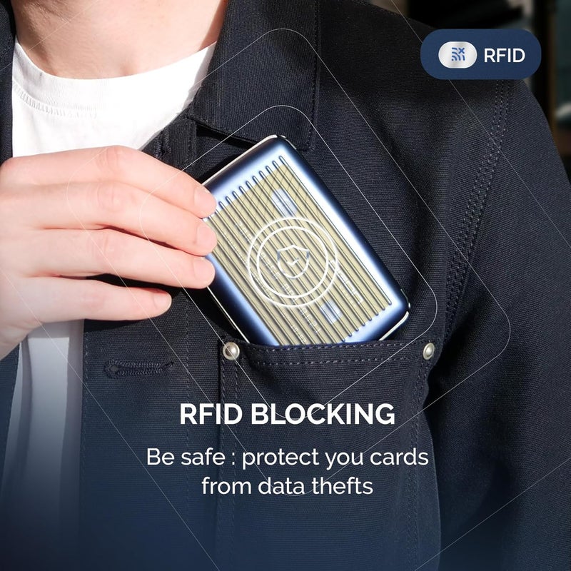 حافظة بطاقات ألومنيوم مع قفل معدني، حماية RFID من الاحتيال وإزالة المغنطة، محفظة مدمجة، موديل Smart Case STOCKHOLM (نقش ذبابة) - Image 4