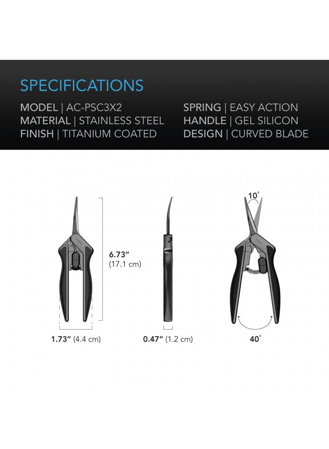 AC Infinity AC Infinity 6.6 Stainless Steel Curved Pruning Shear 2-Pack, Lightweight Ergonomic Design, Curved Precision Blades with Nonstick Titanium Coating for Gardening, Hydroponics, Grow Tents - Image 5