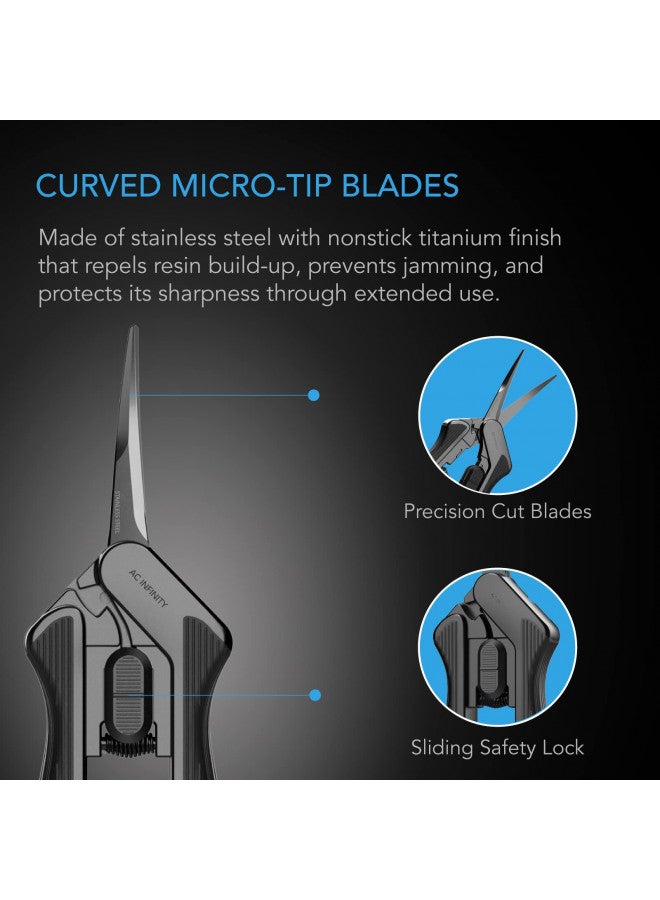 AC Infinity AC Infinity 6.6 Stainless Steel Curved Pruning Shear 2-Pack, Lightweight Ergonomic Design, Curved Precision Blades with Nonstick Titanium Coating for Gardening, Hydroponics, Grow Tents - Image 3