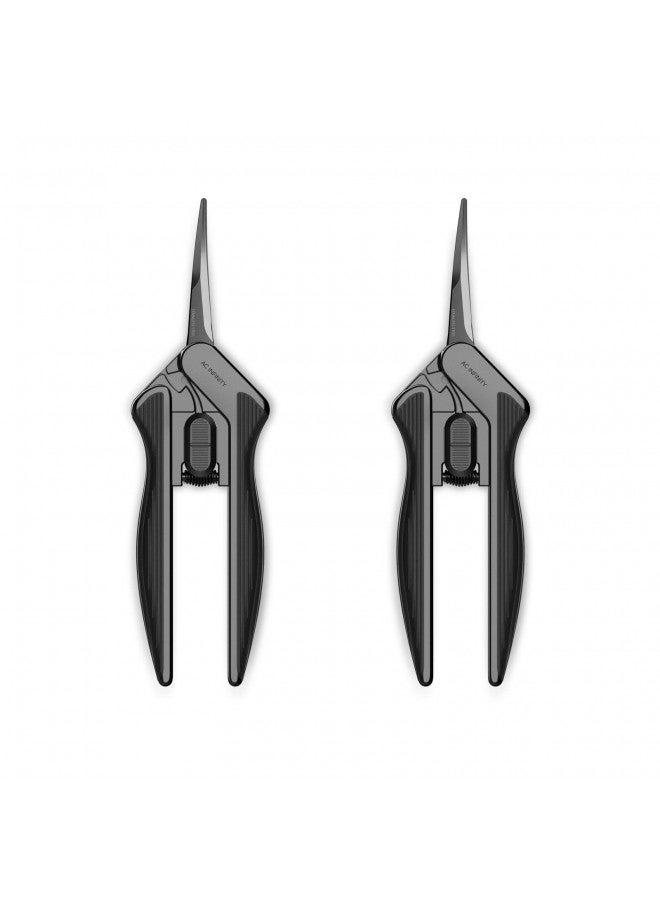 AC Infinity AC Infinity 6.6 Stainless Steel Curved Pruning Shear 2-Pack, Lightweight Ergonomic Design, Curved Precision Blades with Nonstick Titanium Coating for Gardening, Hydroponics, Grow Tents - Image 1