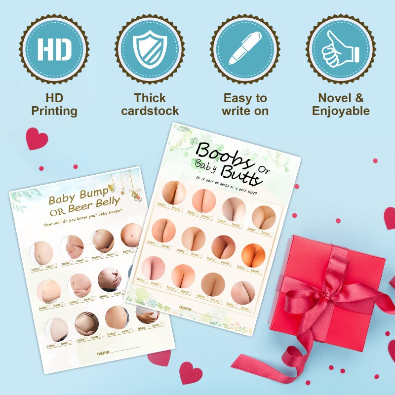 OLOUTAB Baby Shower Games-2 Games(50 of Each),Double-Sided,Fun,Hilarious and Easy to Play,Baby Shower Gender Neutral,with Answer Keys - Image 4