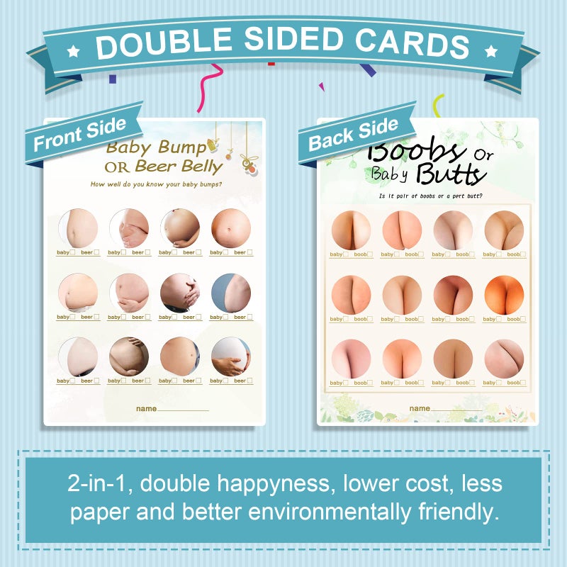OLOUTAB Baby Shower Games-2 Games(50 of Each),Double-Sided,Fun,Hilarious and Easy to Play,Baby Shower Gender Neutral,with Answer Keys - Image 5