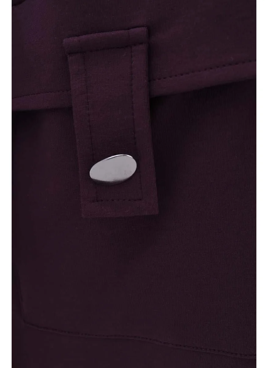 Allday Plum-Pocketed Judge Collar Abaya