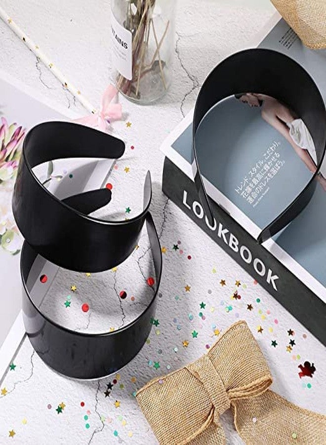 SUNBIRD Wide Plastic Headbands with Teeth Plain Hard Plastic Hairband Non-Slip Craft Headband Hoops for Women Girls DIY Hair Accessories for Women (pack of 6, Black hair band) - Image 4