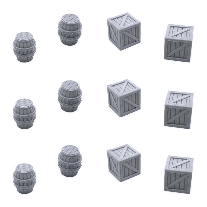 EnderToys Crates and Barrels 3D Printed Tabletop RPG Scenery and Wargame Terrain for 32mm Miniatures - Image 4