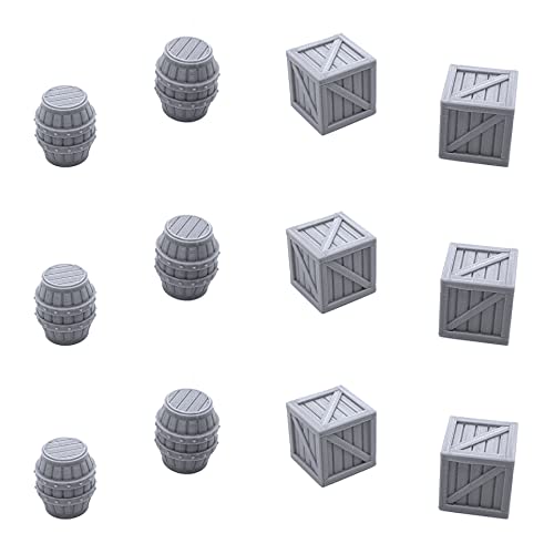 EnderToys Crates and Barrels 3D Printed Tabletop RPG Scenery and Wargame Terrain for 32mm Miniatures - Image 1