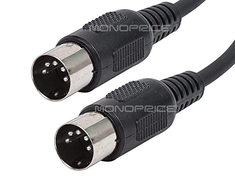 Monoprice MIDI Cable - 5 Pin DIN Connectors, Shielded, Molded Connector Shells, 28 AWG, 10 Feet, Black - Image 2