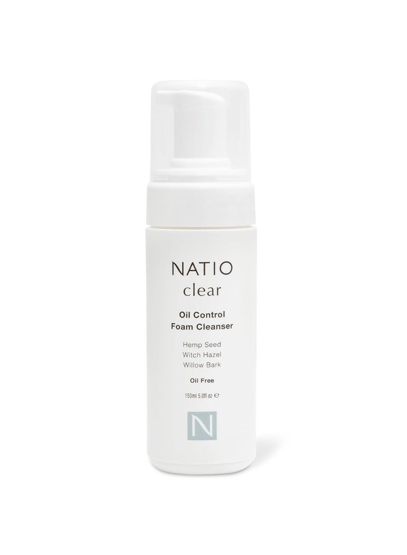 Natio Australia Clear Oil Control Foam Cleanser,150 ml - Acne Face Wash - Face Cleanser with Tea Tree, Witch Hazel - For Oily, Acne Prone Skin - Image 1