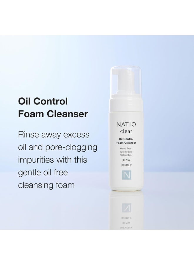 Natio Australia Clear Oil Control Foam Cleanser,150 ml - Acne Face Wash - Face Cleanser with Tea Tree, Witch Hazel - For Oily, Acne Prone Skin - Image 2