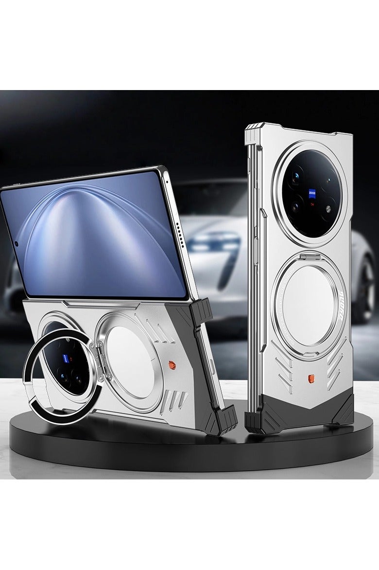 عام Suitable for vivo xfold5 foldable metal phone case 360-degree rotating stand heat dissipation protective cover Compatible with foldable phones Practical protection - Image 1