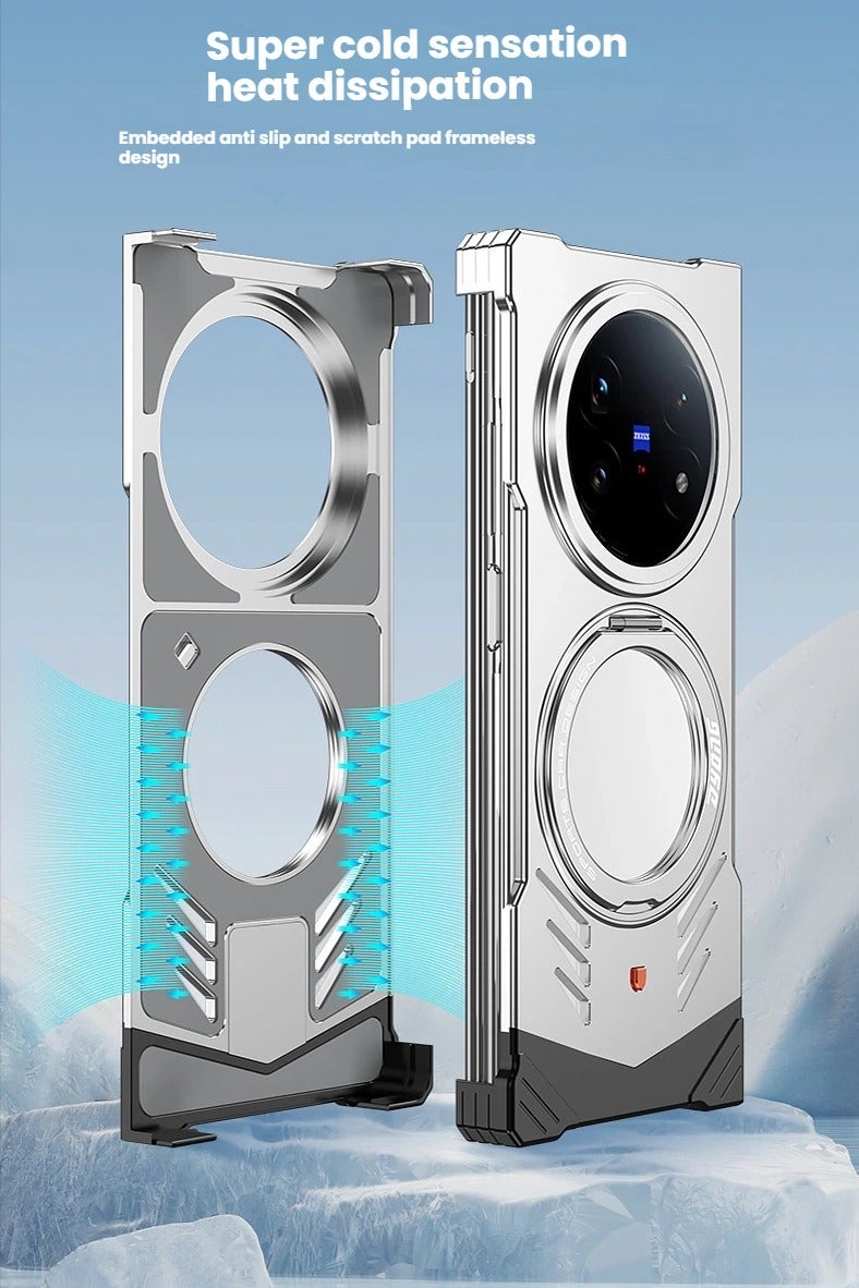 عام Suitable for vivo xfold5 foldable metal phone case 360-degree rotating stand heat dissipation protective cover Compatible with foldable phones Practical protection - Image 5