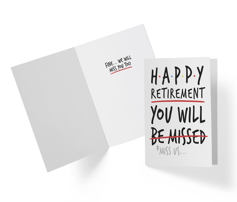 Karto Funny Retirement Card for Him Her - Perfect Card for Mom Dad Uncle Aunt - Ideal Friend Coworker Retirement Card - Karto - Be Missed - Image 2