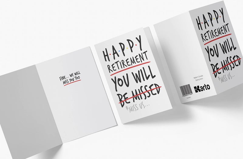 Karto Funny Retirement Card for Him Her - Perfect Card for Mom Dad Uncle Aunt - Ideal Friend Coworker Retirement Card - Karto - Be Missed - Image 3