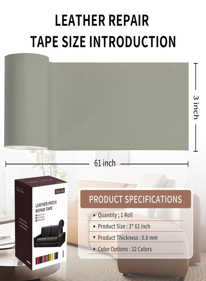 Cindy's Tape Leather Repair Patch Tape, Light Grey 3 x 61 Inches Self Adhesive Leather Repair Kit for Furniture, Car Seat,Vinyl Leather Repair Kit for Office Chairs, Couch, Sofa, Luggage - Image 2