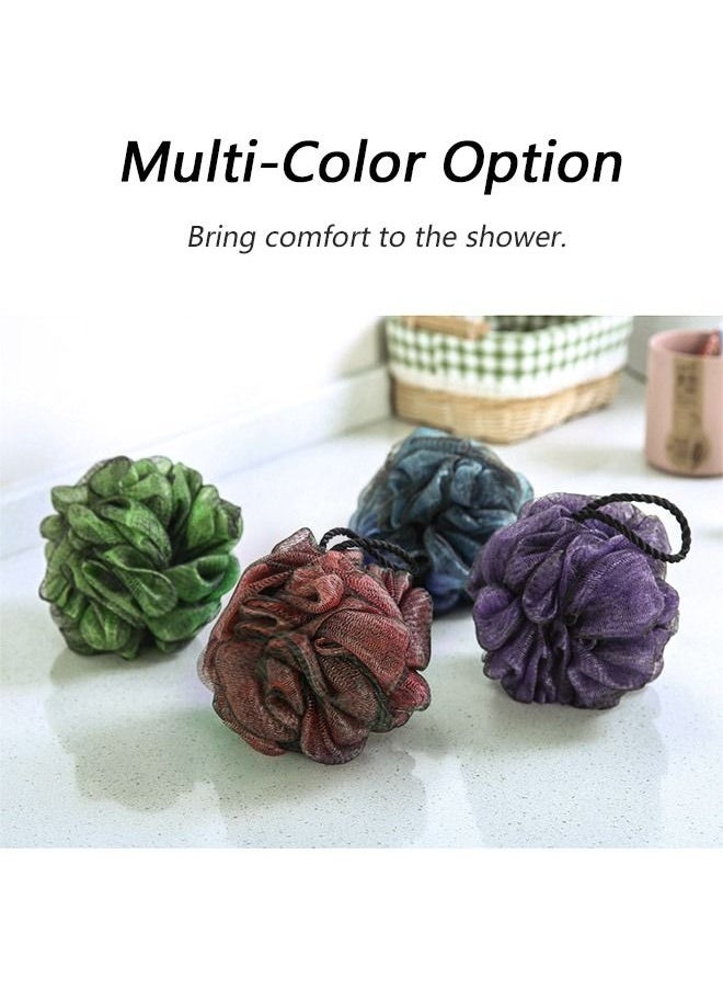 Generic 4 PCS Double Layer Black Lace-Mesh Sponge Bath Ball, Soft PE Material Body Exfoliate Scrubber Foaming Ball, Lathering Cleanse Soothing Face Bathing Accessories (Red+Purple+Green+Blue)  - Image 5