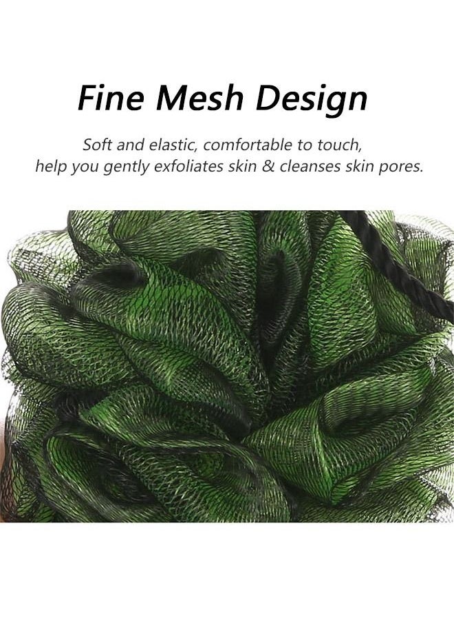 Generic 4 PCS Double Layer Black Lace-Mesh Sponge Bath Ball, Soft PE Material Body Exfoliate Scrubber Foaming Ball, Lathering Cleanse Soothing Face Bathing Accessories (Red+Purple+Green+Blue)  - Image 3