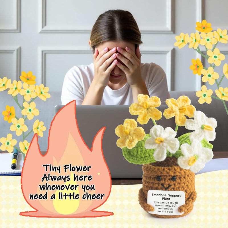 MS ZHENQIAO Handmade Positive Flower Crochet - Life is Tough But So are You - Inspirational Gift for Women - Thank You, Appreciation, Positive Gift for Teacher, Mom, Friend, Coworker - Knitted Decor - Image 5