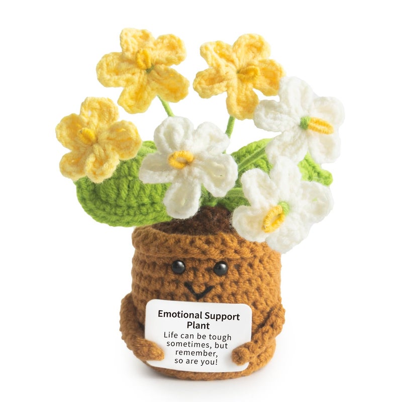 MS ZHENQIAO Handmade Positive Flower Crochet - Life is Tough But So are You - Inspirational Gift for Women - Thank You, Appreciation, Positive Gift for Teacher, Mom, Friend, Coworker - Knitted Decor - Image 1